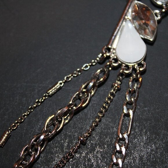 Thalia Sodi Necklace Multi-Strand Crystal Embellished 30" Statement Silver-Tone - Picture 5 of 6